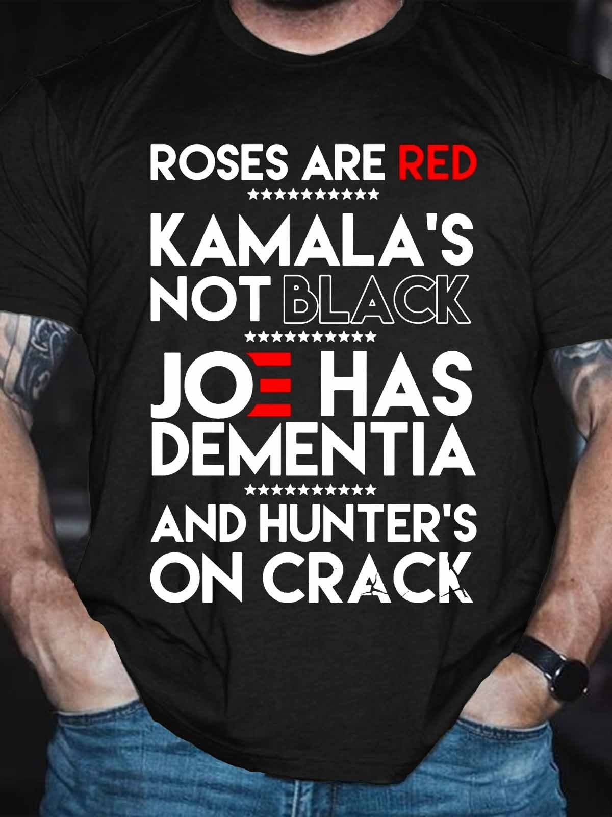 Men's Funny Roses Are Red Kamalas Not Black Joe Tee - Outlets Forever