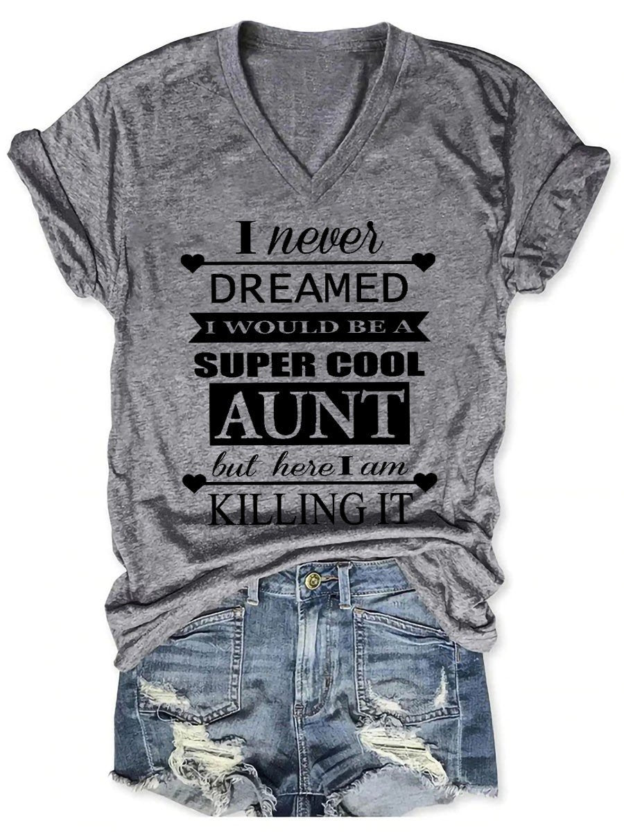 Women's Super Cool Aunt V-Neck T-Shirt - Outlets Forever