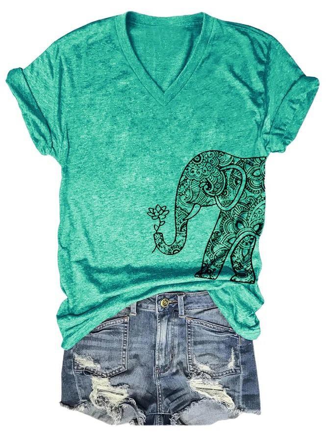 Elephant Floral Print Women's T-shirts - Outlets Forever