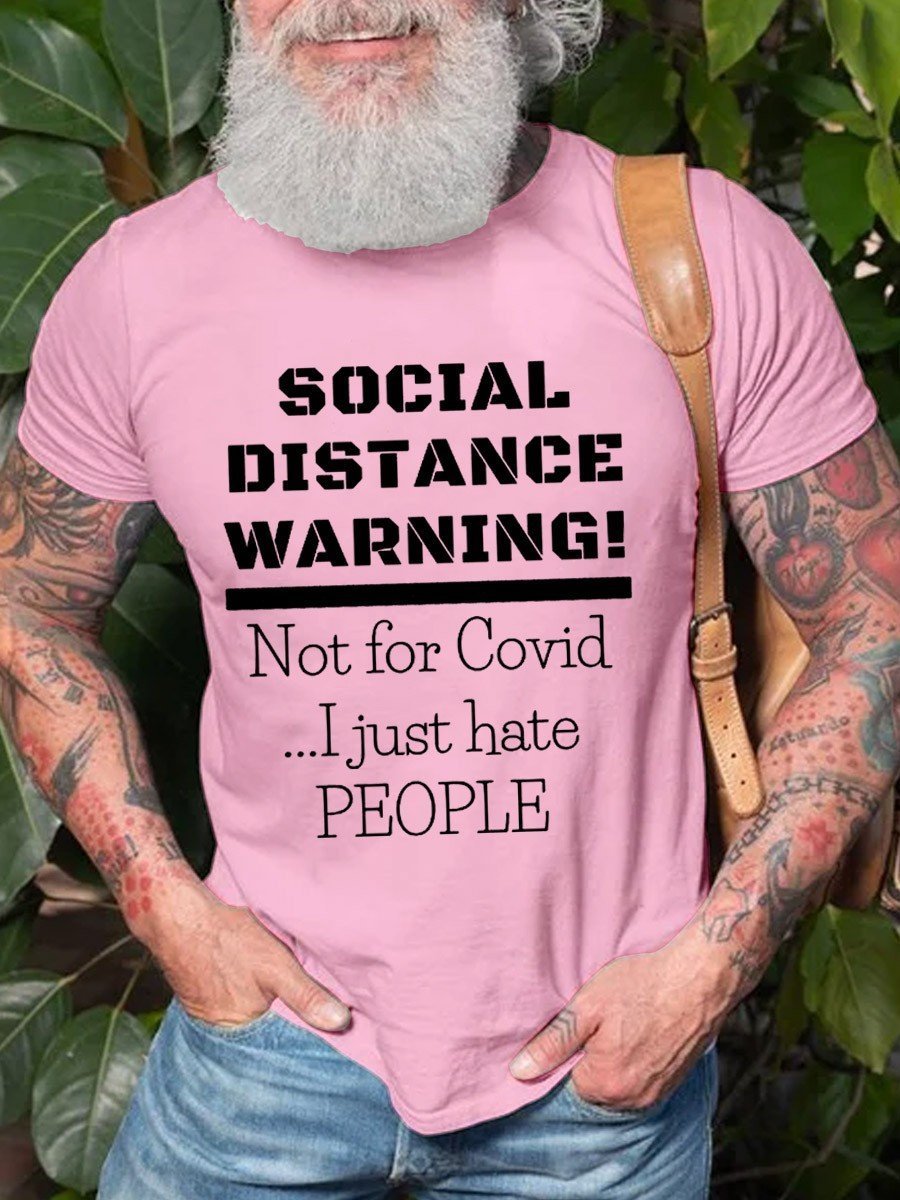 Social Distance Warning Cotton Women & Men T-shirt - Outlets Forever