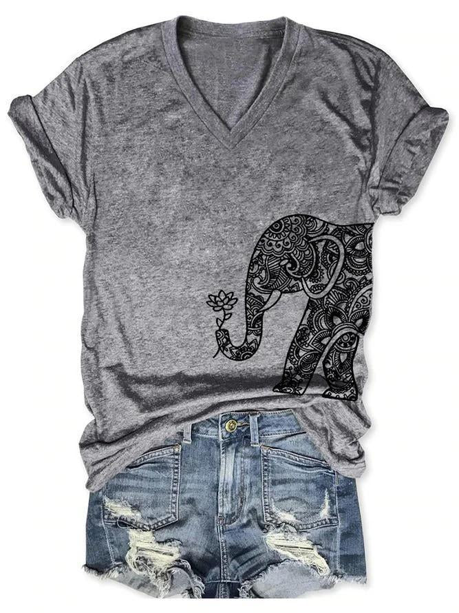 Elephant Floral Print Women's T-shirts - Outlets Forever