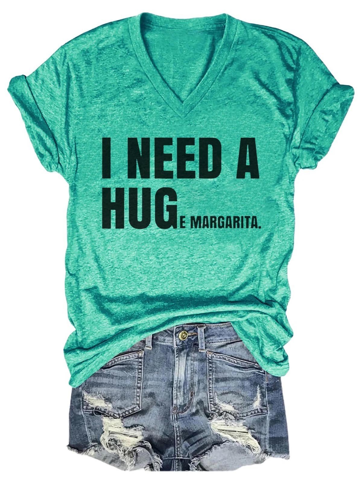 Women's I Need A Huge Margarita V-Neck T-Shirt - Outlets Forever
