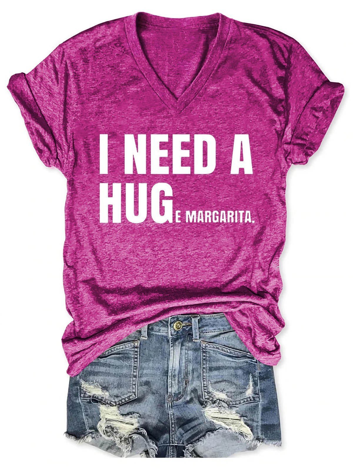 Women's I Need A Huge Margarita V-Neck T-Shirt - Outlets Forever