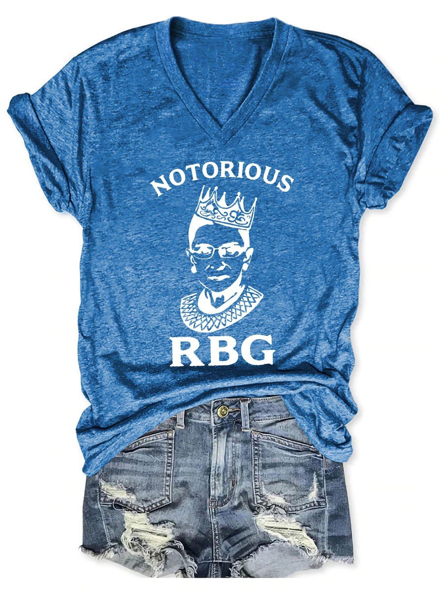 Women Notorious RBG Funny Feminism V-Neck Tee - Outlets Forever