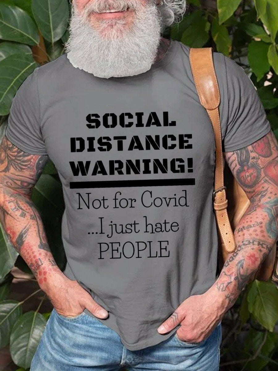 Social Distance Warning Cotton Women & Men T-shirt - Outlets Forever