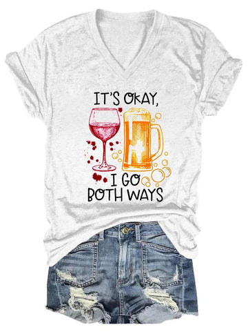 Women's It's Okay I Go Both Ways V-Neck T-Shirt - Outlets Forever