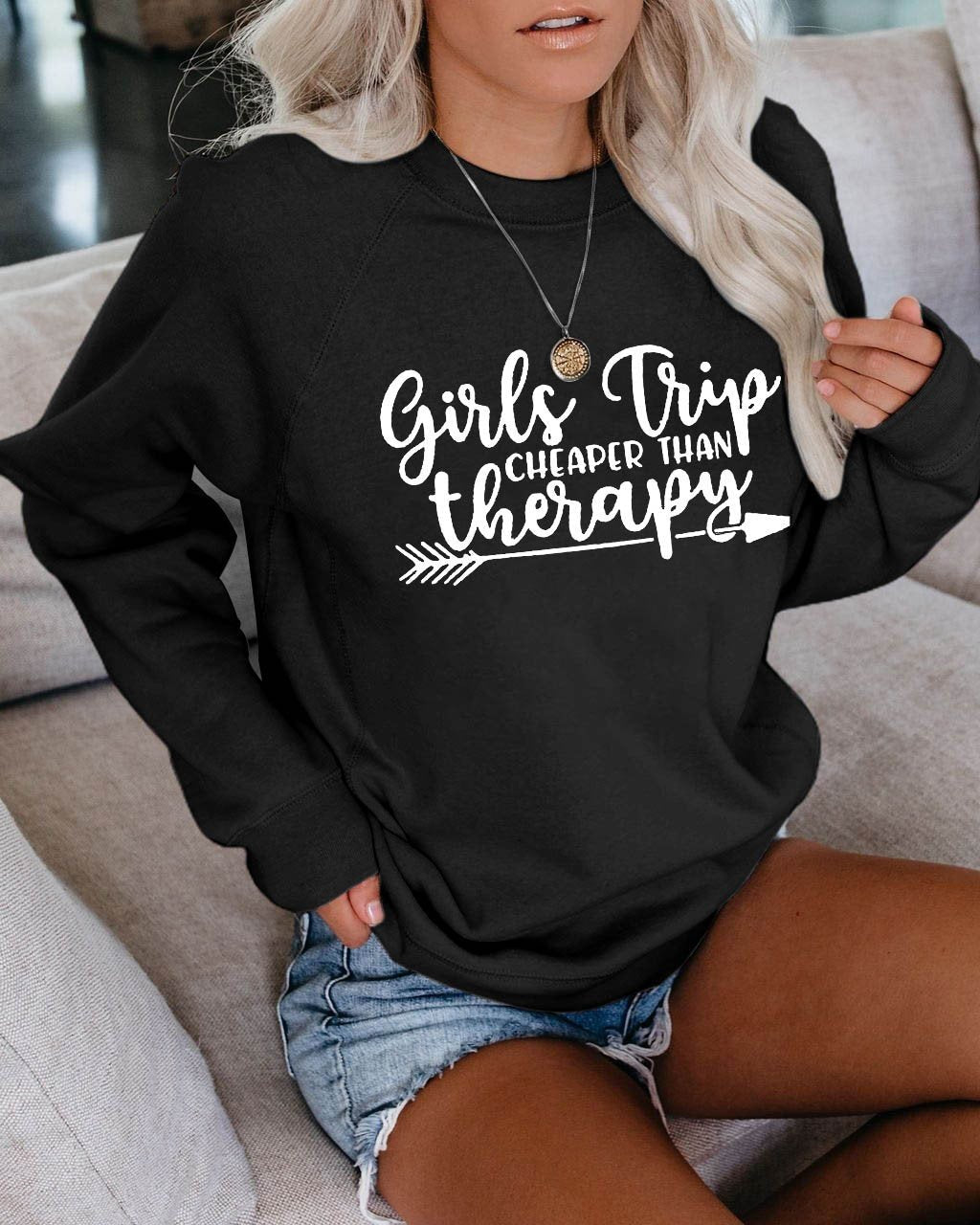 Women Girls Trip Therapy Sweatshirt - Outlets Forever