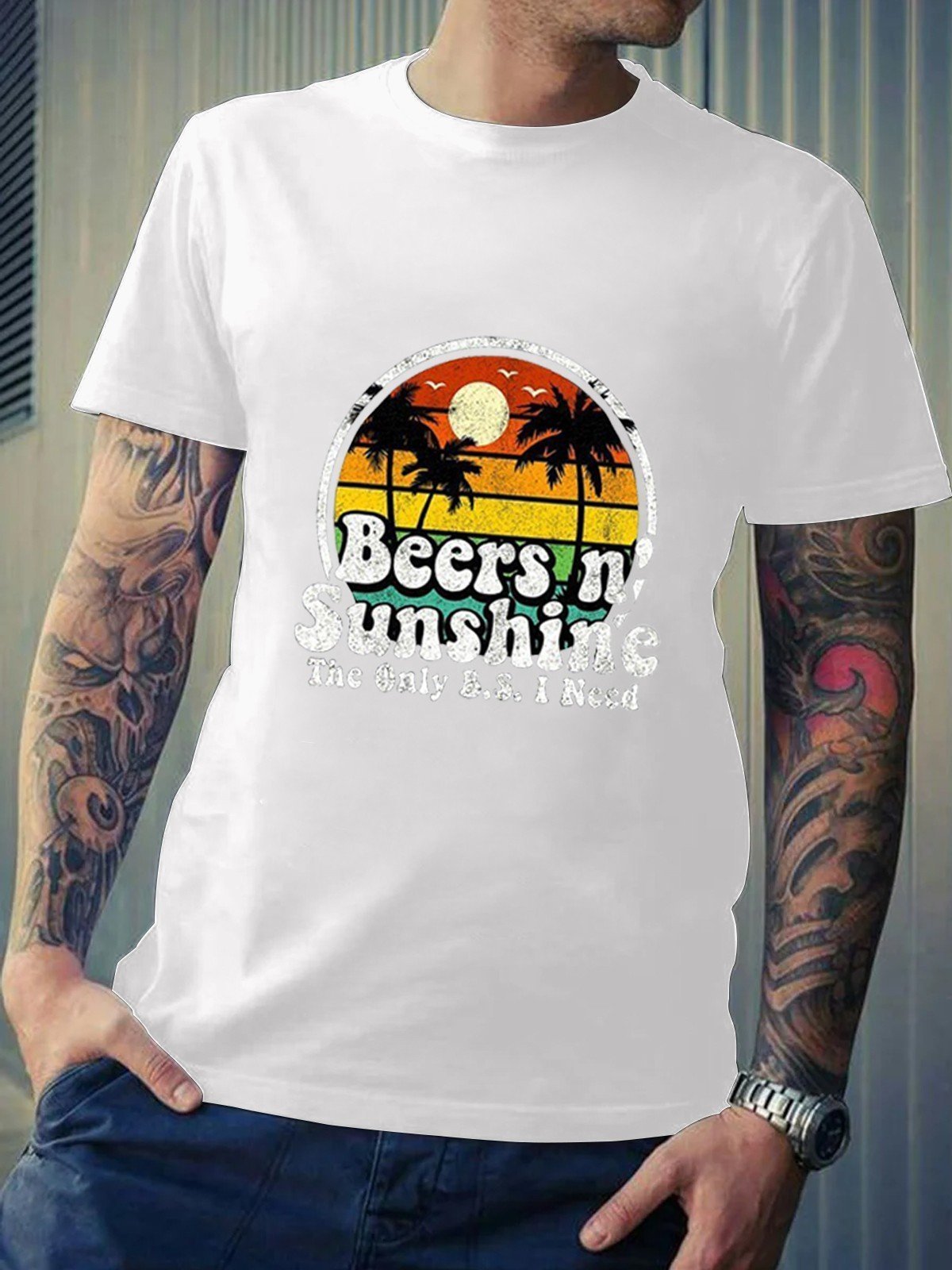 The only BS I need is beers and sunshine Men's T-shirt - Outlets Forever