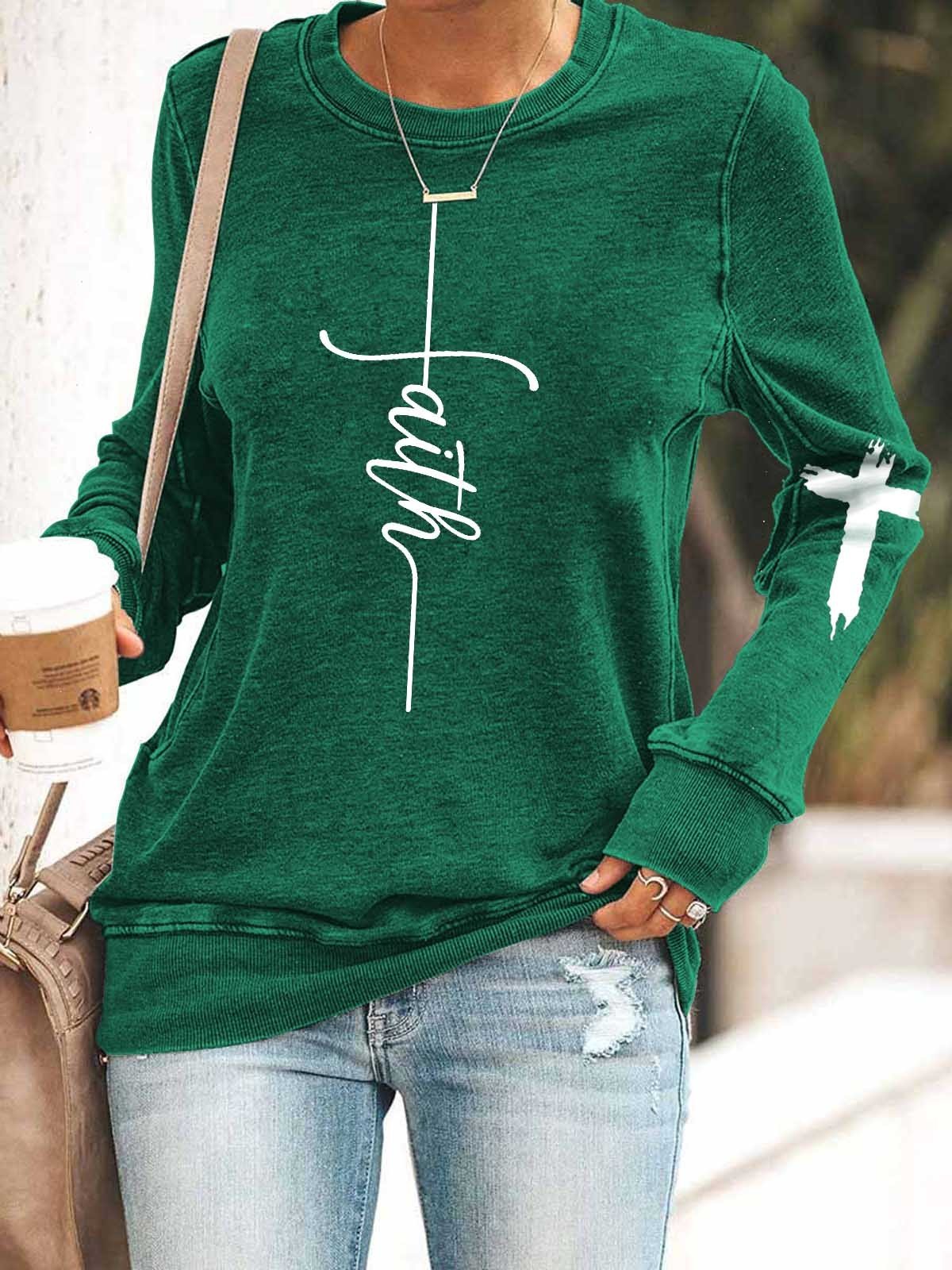 Women Faith Long Sleeve Top - Outlets Forever