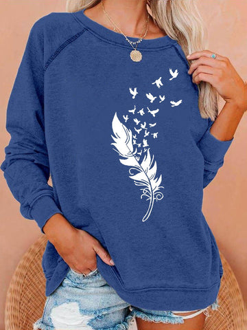 Women's Feather Long Sleeve Sweatshirt