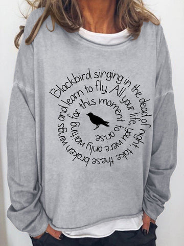 Women's Hippie Blackbird Singing In The Dead Of Night Long Sleeve Top