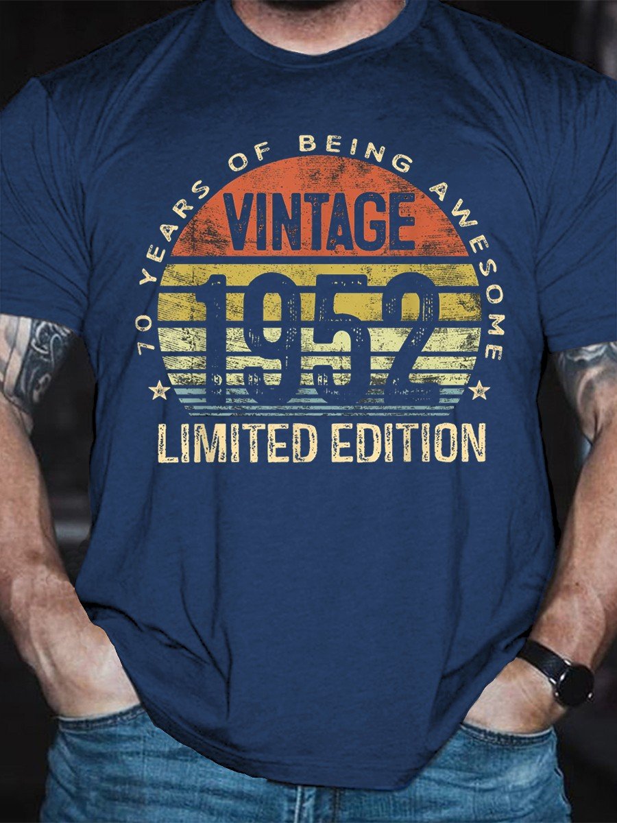 Men's 70 Year Old Gifts Vintage 1952 Limited Edition 70th Birthday T-shirt - Outlets Forever