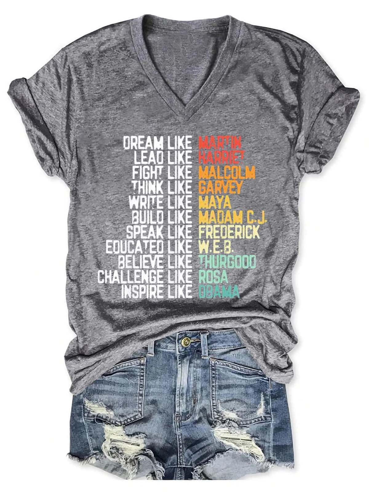 Women's Greatest African-American Leaders Black History Month Attire V-Neck T-Shirt - Outlets Forever