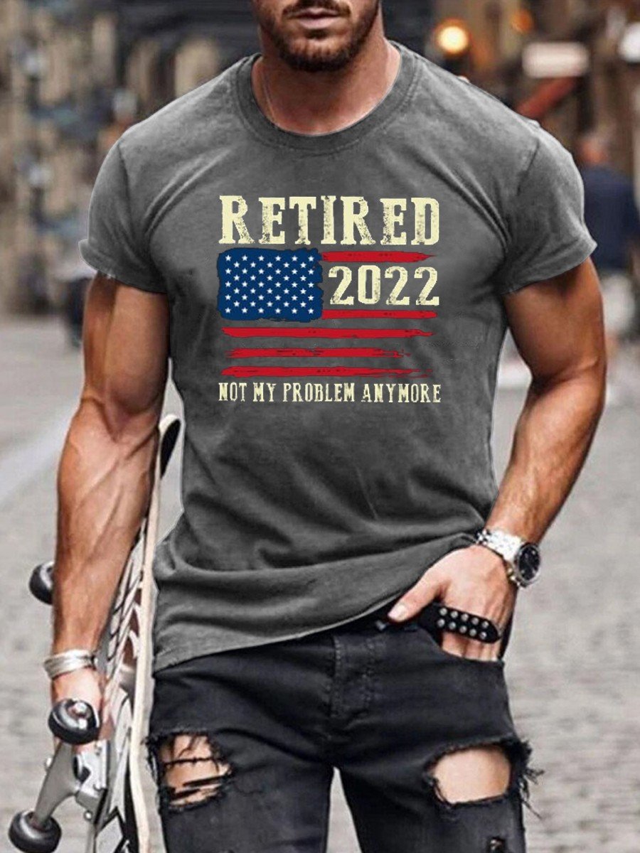 Men's Retired 2022 Not My Problem Anymore Usa Flag Classic T-shirt - Outlets Forever