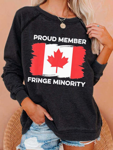 Women's Proud Member Fringe Minority Canadian Truckers Canada Truck Sweatshirt - Outlets Forever