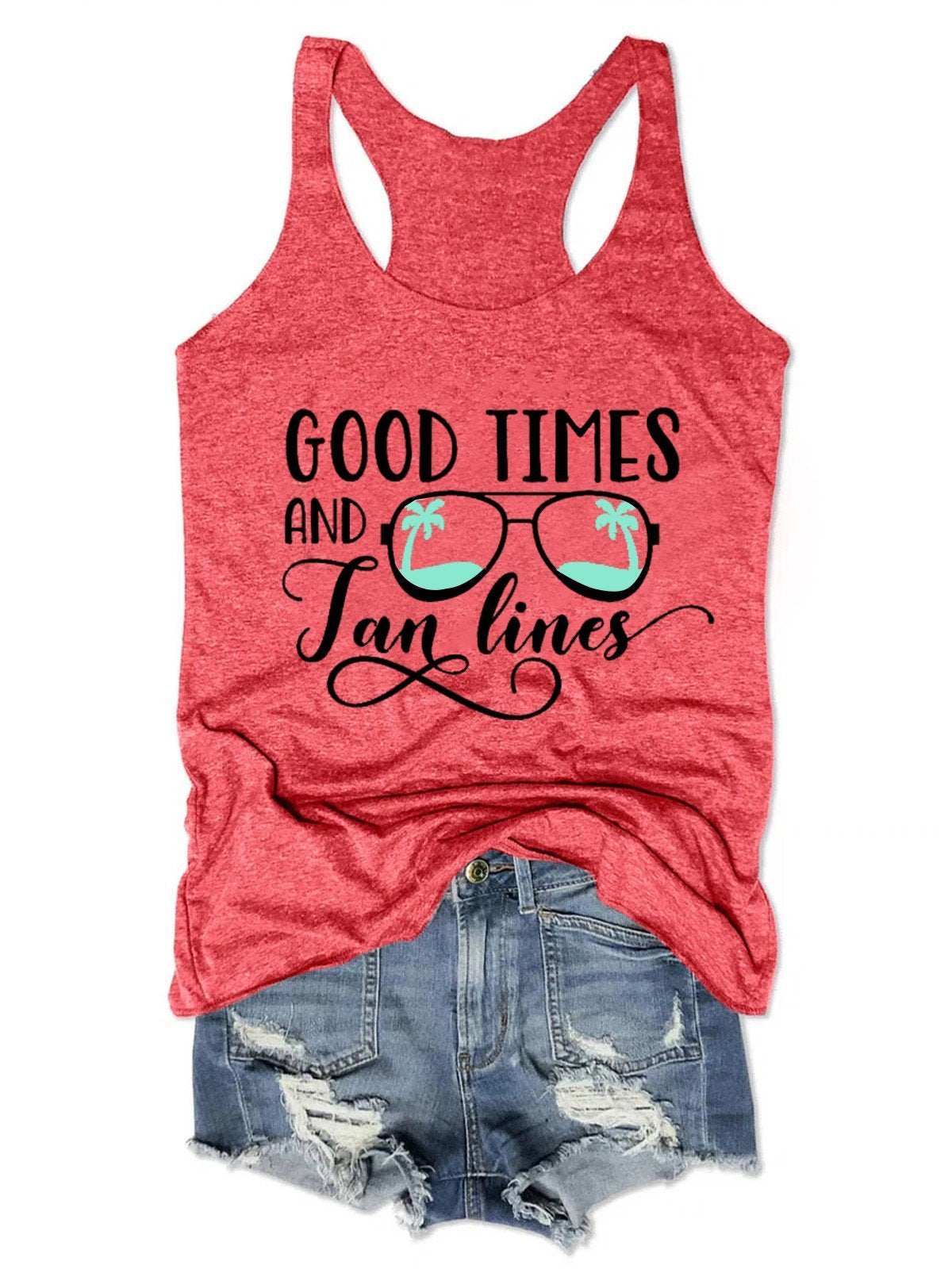 Good Times And Tan Lines Tank - Dark Grey - Outlets Forever