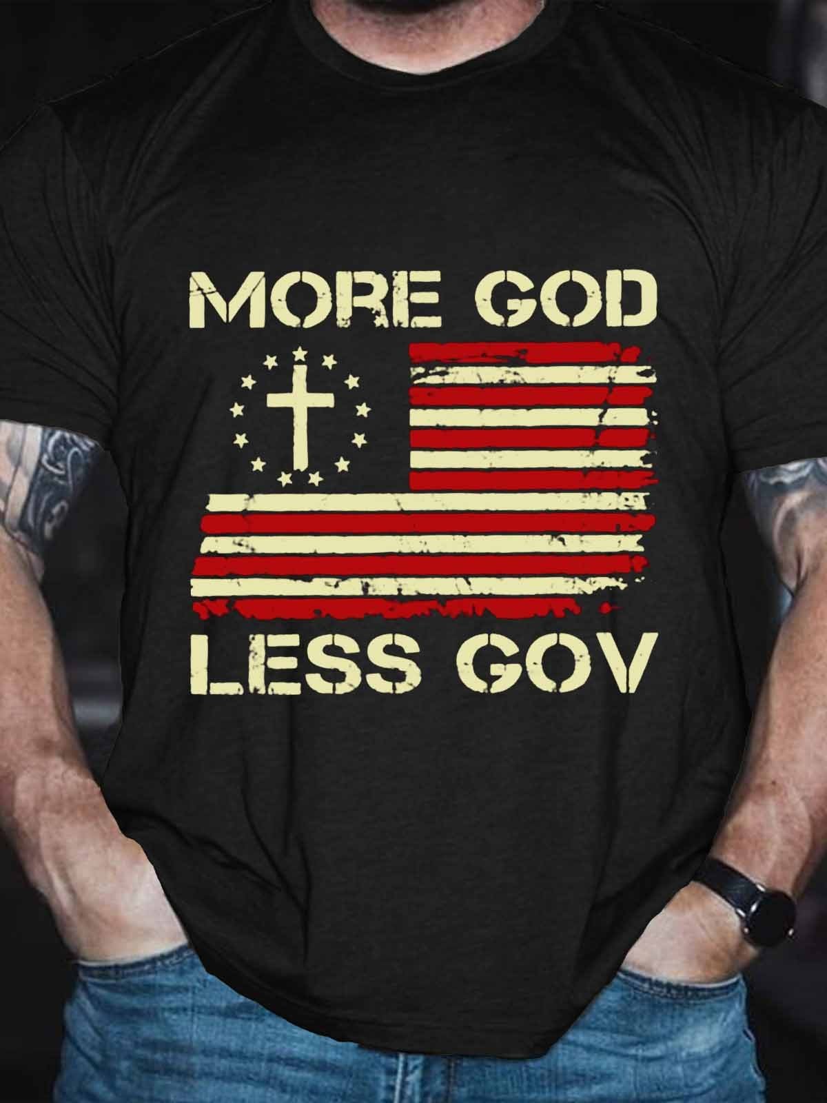 Men's God More God Less Gov Funny Patriotic T-Shirt - Outlets Forever