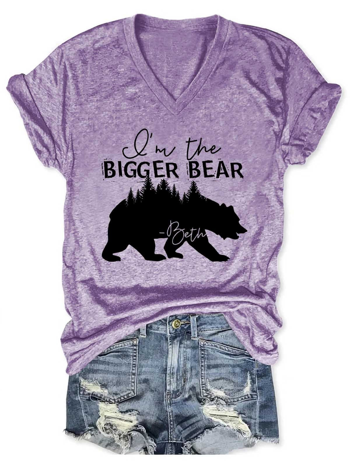 Women's I'm The Bigger Bear V-Neck T-Shirt - Outlets Forever
