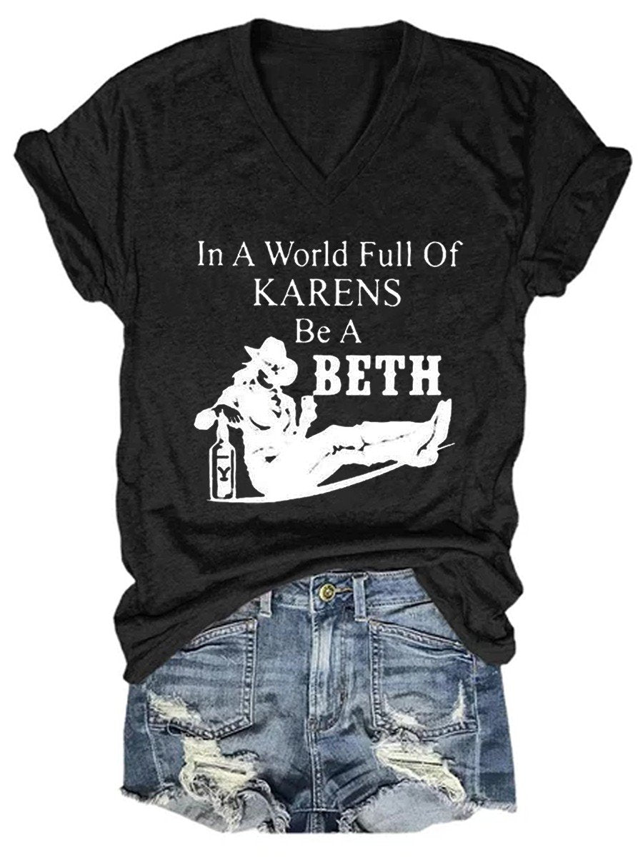 Women In A World Full Of Karens Beth V-neck Tee - Outlets Forever