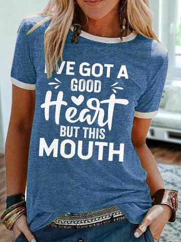 Kind Heart Text Print Women's T-shirts