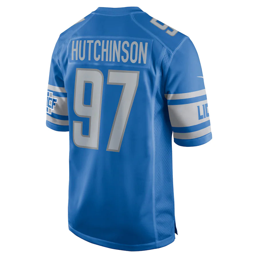 Men’s Detroit Lions Aidan Hutchinson Nike Blue 2022 Jersey - CADEAUME