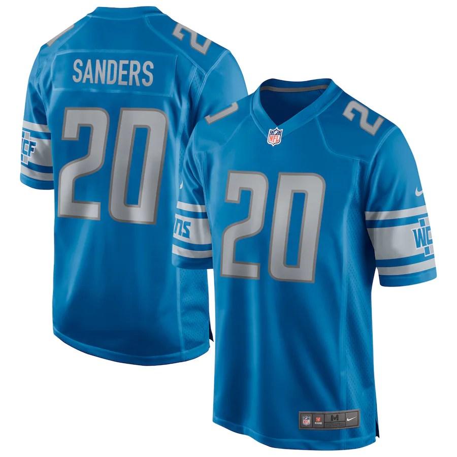Men’s Detroit Lions Barry Sanders Blue NFL Jersey - CADEAUME
