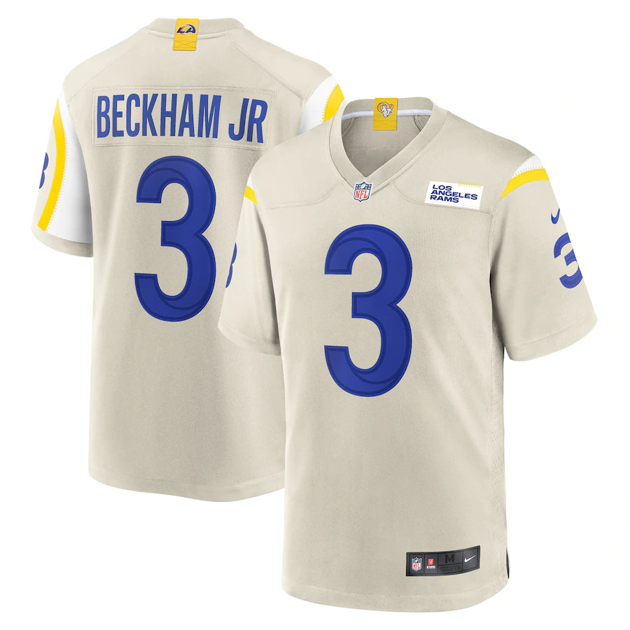 Men’s Los Angeles Rams Odell Beckham Jr. #3 Bone Game Jersey - CADEAUME