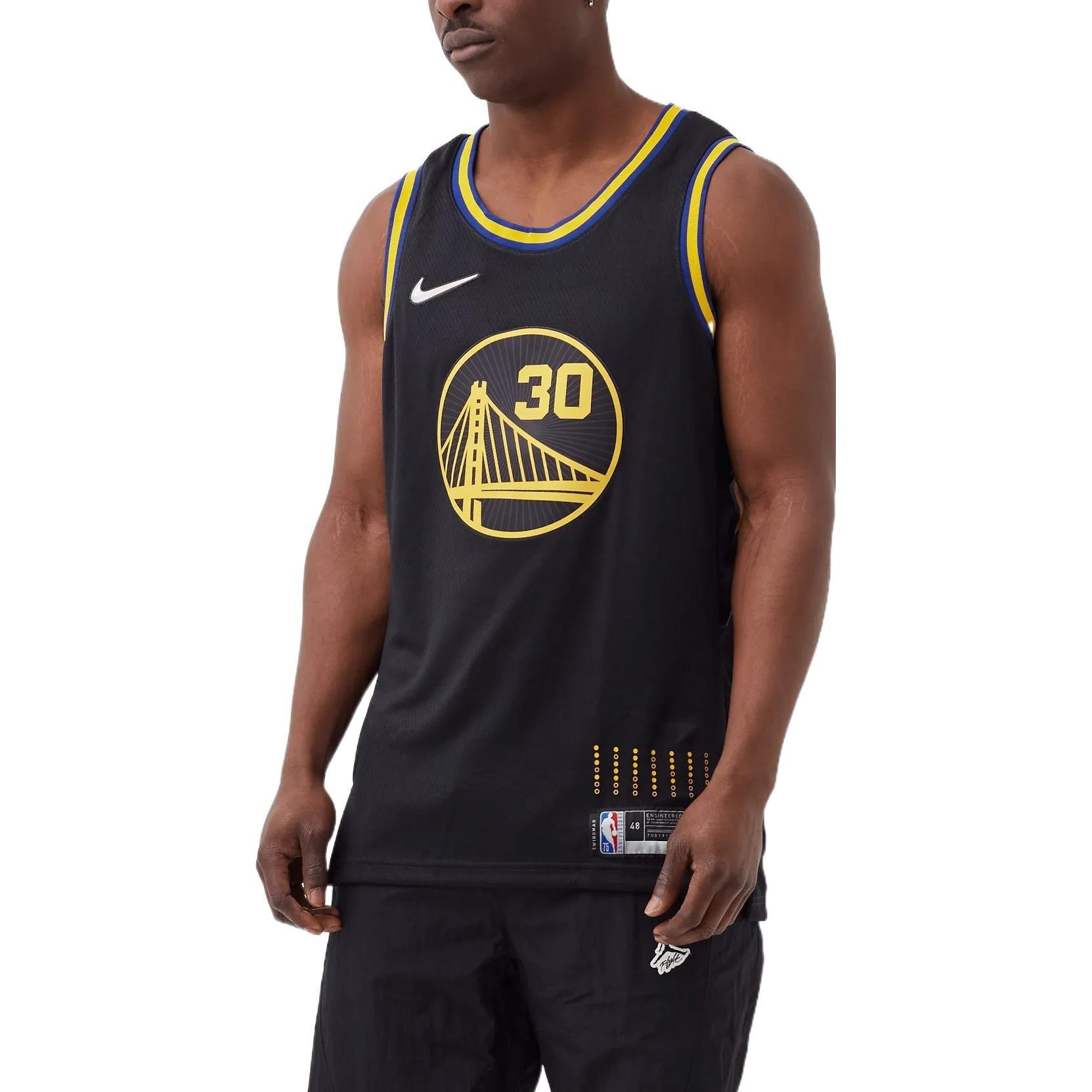 Men's Nike NBA City Edition 75 Anniversary Version SW Fan Edition Golden State Warriors Curry 30 Retro Sports Basketball Jersey/Vest Black DB4027-010 Basketball Jersey - KICKSCREW