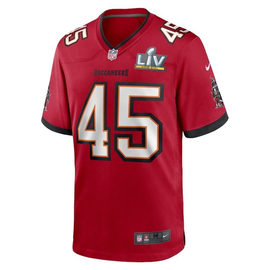Men’s Tampa Bay Buccaneers Devin White #45 Red Super Bowl LV Game Jersey - CADEAUME