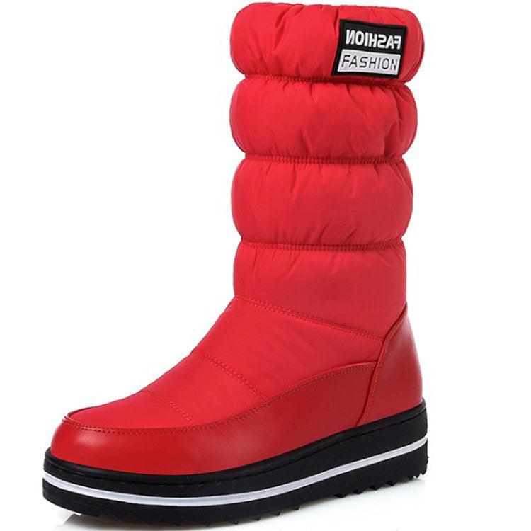 Mid-heel Letter Elastic Sleeve Snow Cotton Boots - CADEAUME