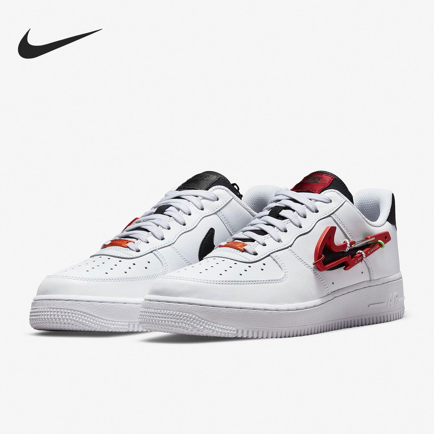 Nike Air force1 AF1 Air Force One sneakers carabiner black and white red sneakers - CADEAUME
