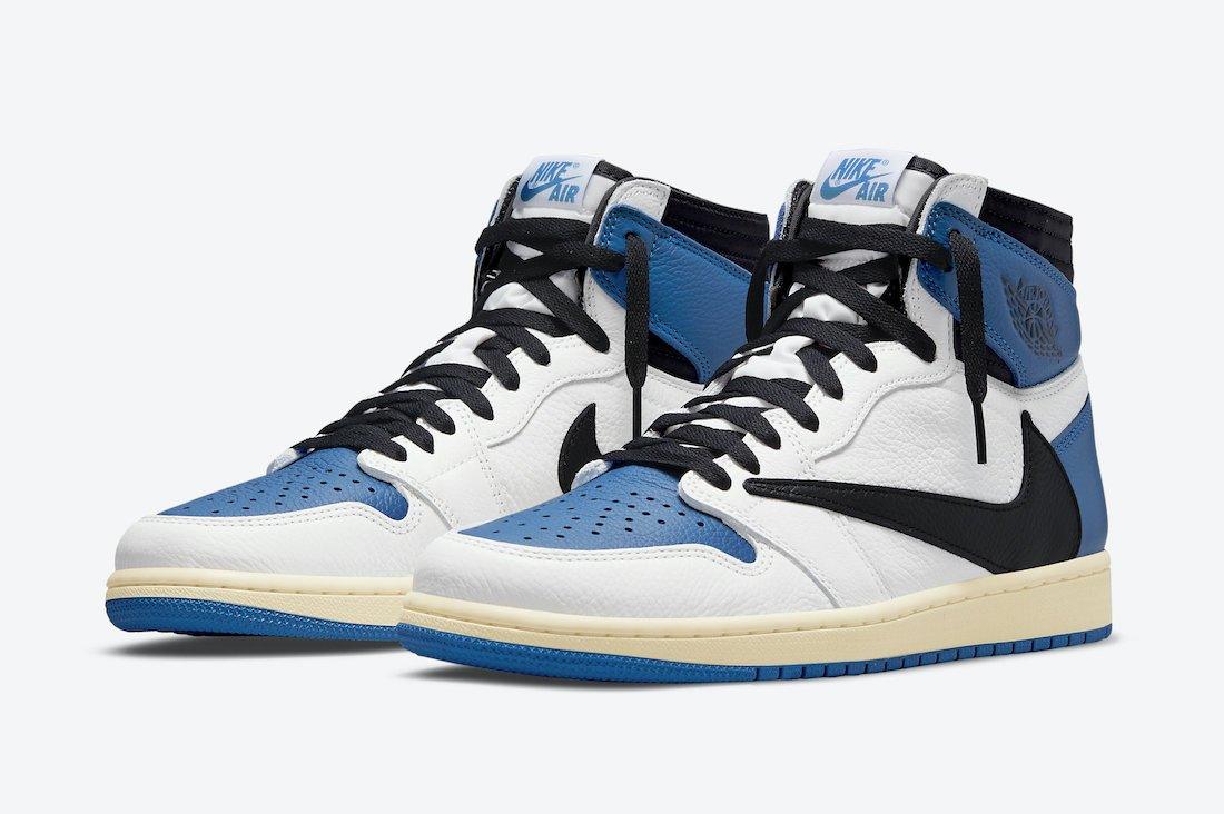 Nike Air Jordan 1 High OG SP Travis Scott x Fragment x “Military Blue” Men And Women's Basketball Shoes - CADEAUME