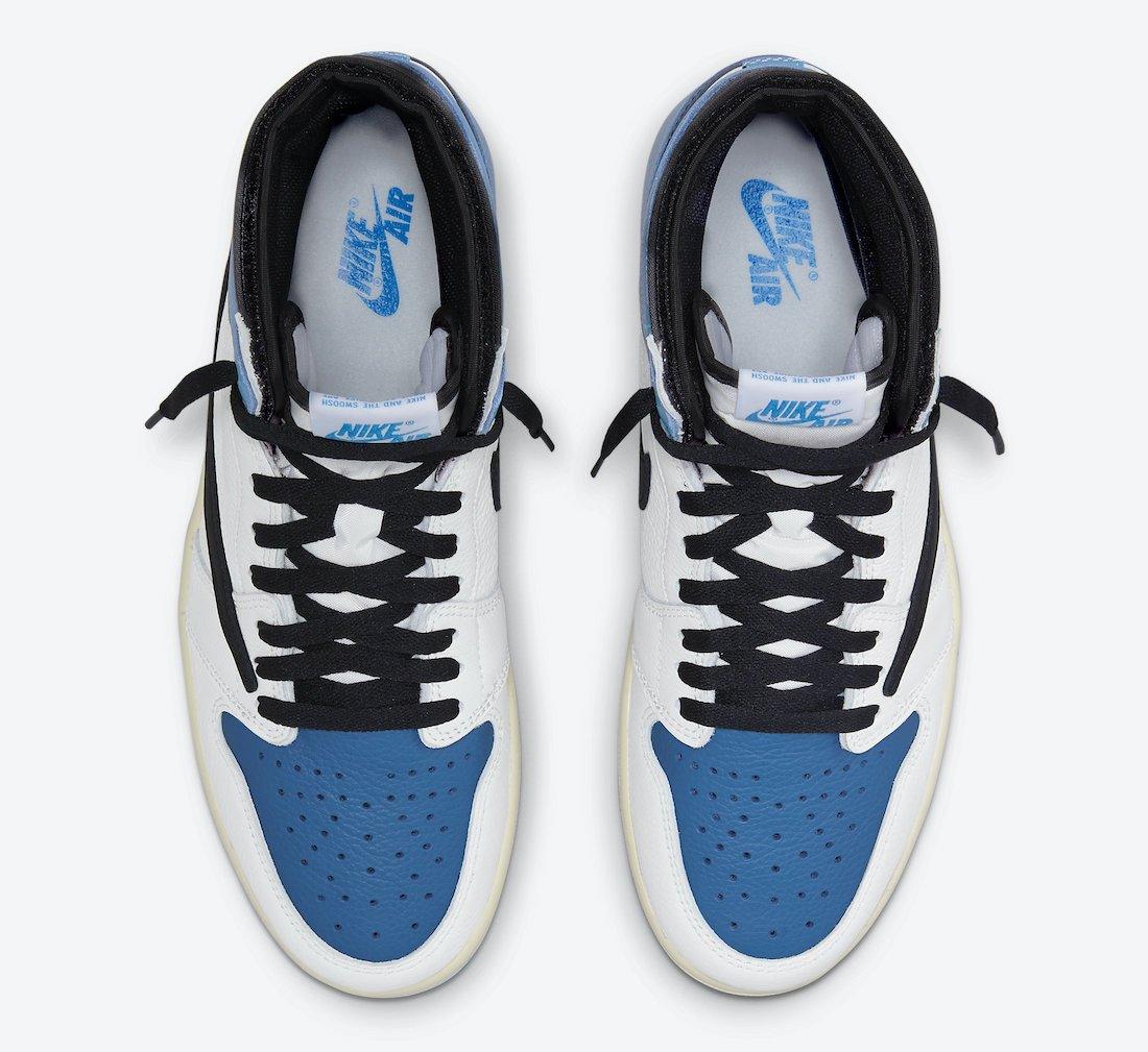 Nike Air Jordan 1 High OG SP Travis Scott x Fragment x “Military Blue” Men And Women's Basketball Shoes - CADEAUME