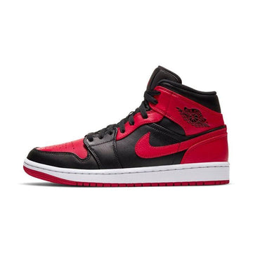 Nike Air Jordan 1 Mid AJ1 black and red toe 554724-074 - CADEAUME