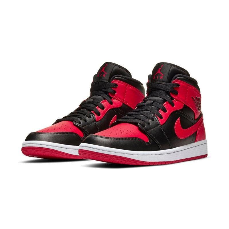 Nike Air Jordan 1 Mid AJ1 black and red toe 554724-074 - CADEAUME