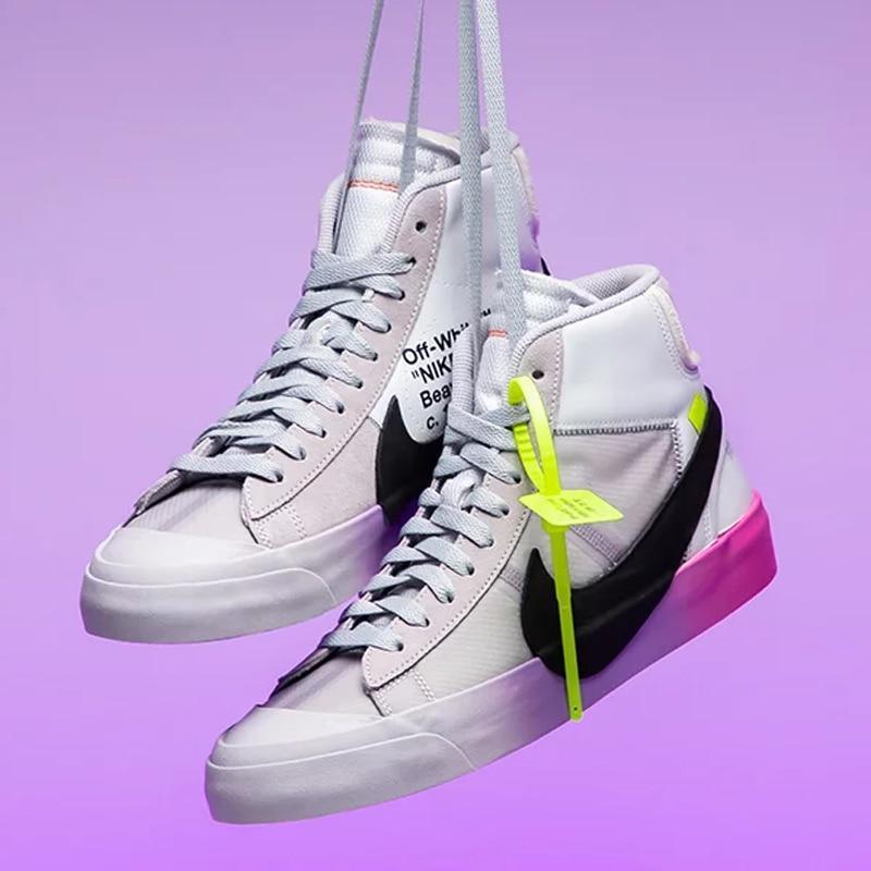 Nike Blazer Mid x offwhite QUEEN ow Men's Skateboarding Shoes Joint Rainbow New Arrival Breathable Sports shoes # AA3832-002 - Cadeau Me
