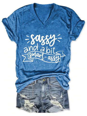 Women's Sassy and a Bit Smart  V-Neck T-Shirt