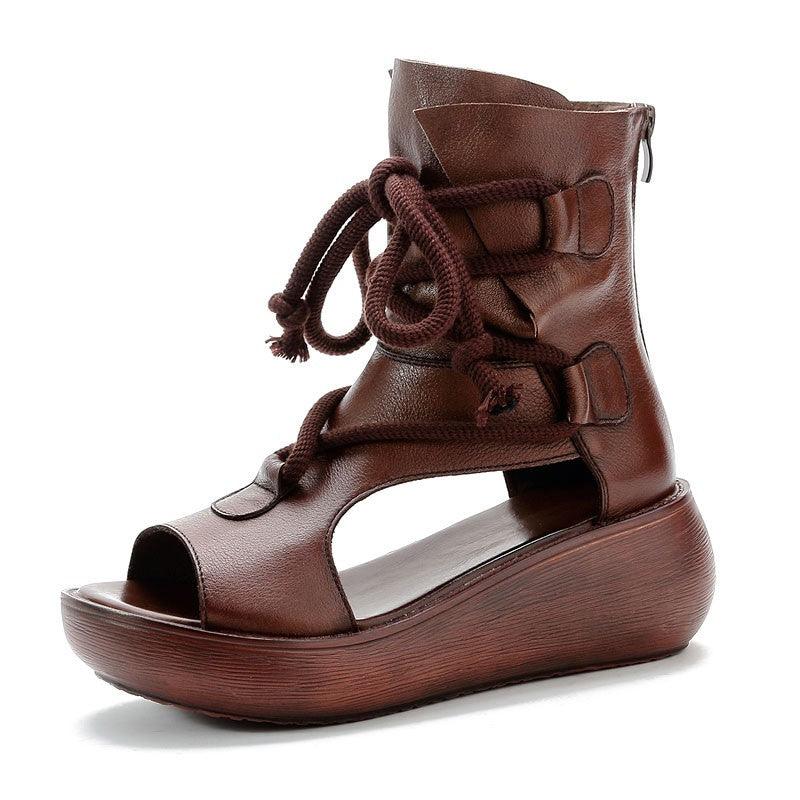 Roman Sandal casual thick bottom wedge heel comfortable Martin boots - CADEAUME