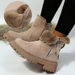 Thick Plush Snow Boots Women Faux Suede Non-slip Winter Shoes - CADEAUME