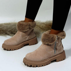 Thick Plush Snow Boots Women Faux Suede Non-slip Winter Shoes - CADEAUME