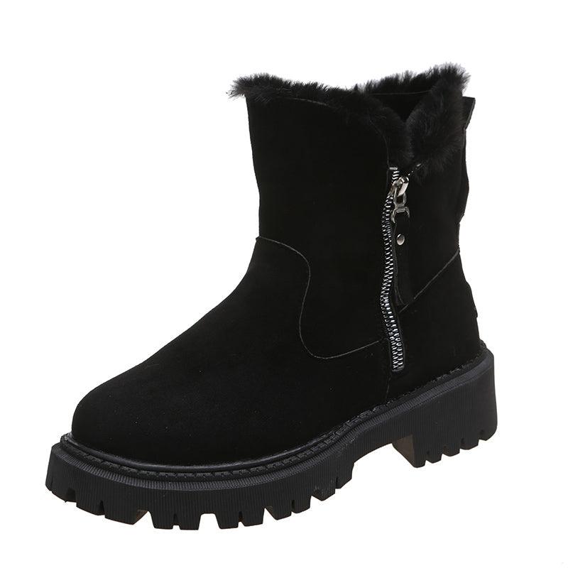 Thick Plush Snow Boots Women Faux Suede Non-slip Winter Shoes - CADEAUME