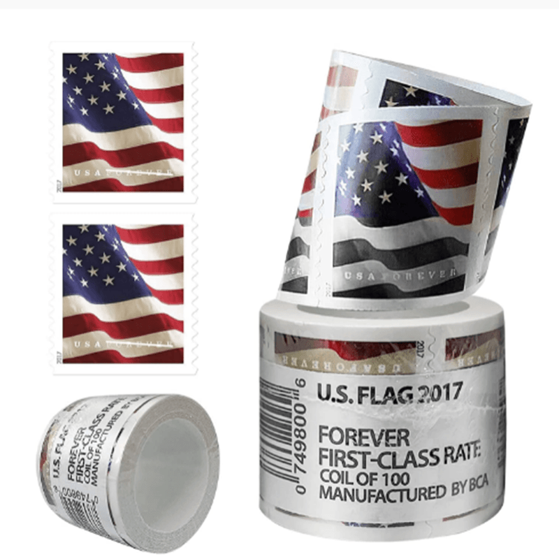 USPS FOREVER® Stamps, Forever Us Flag , Coil of 100 Postage Stamps - CADEAUME