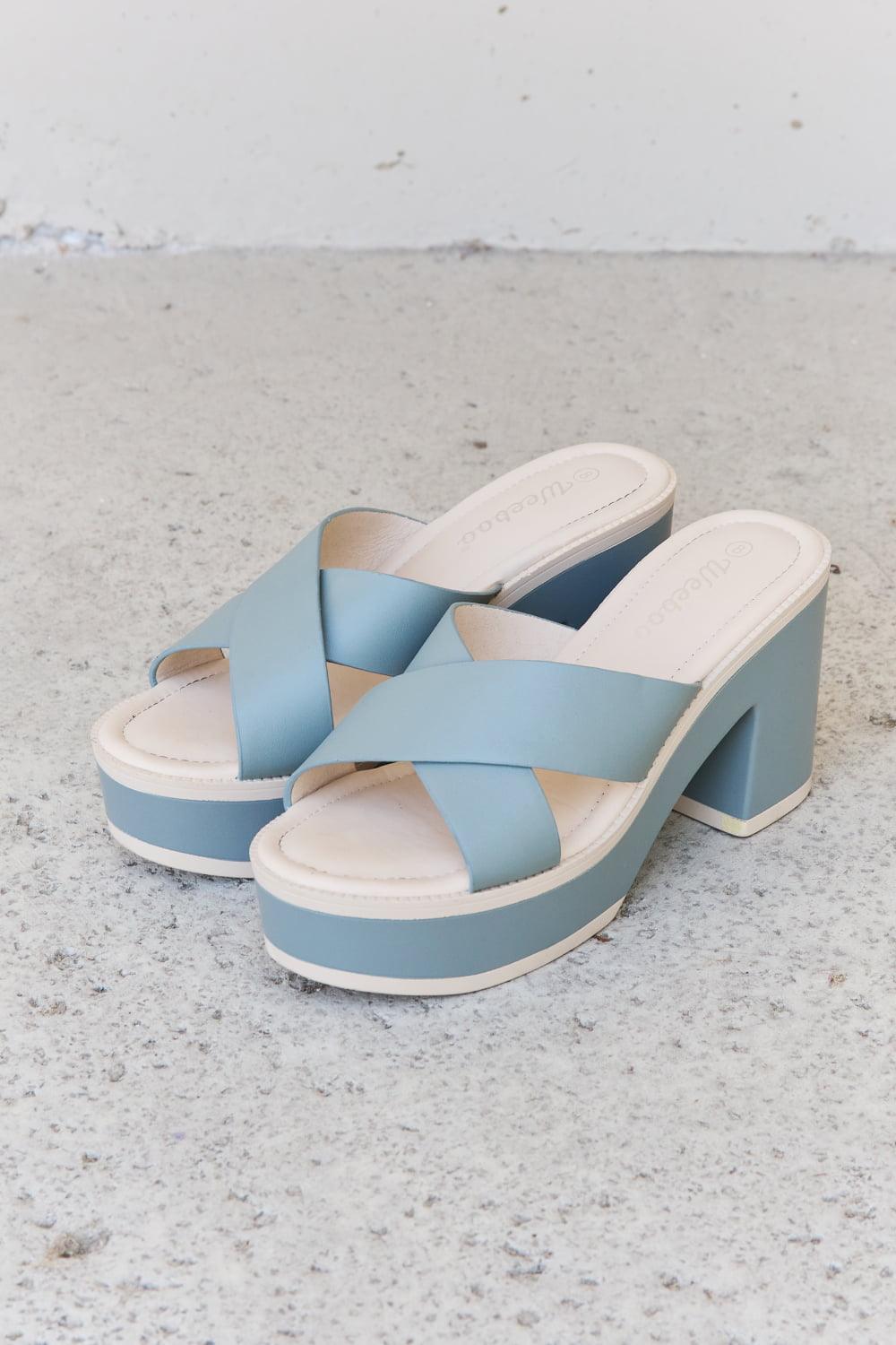 Weeboo Cherish The Moments Contrast Platform Sandals in Misty Blue - CADEAUME