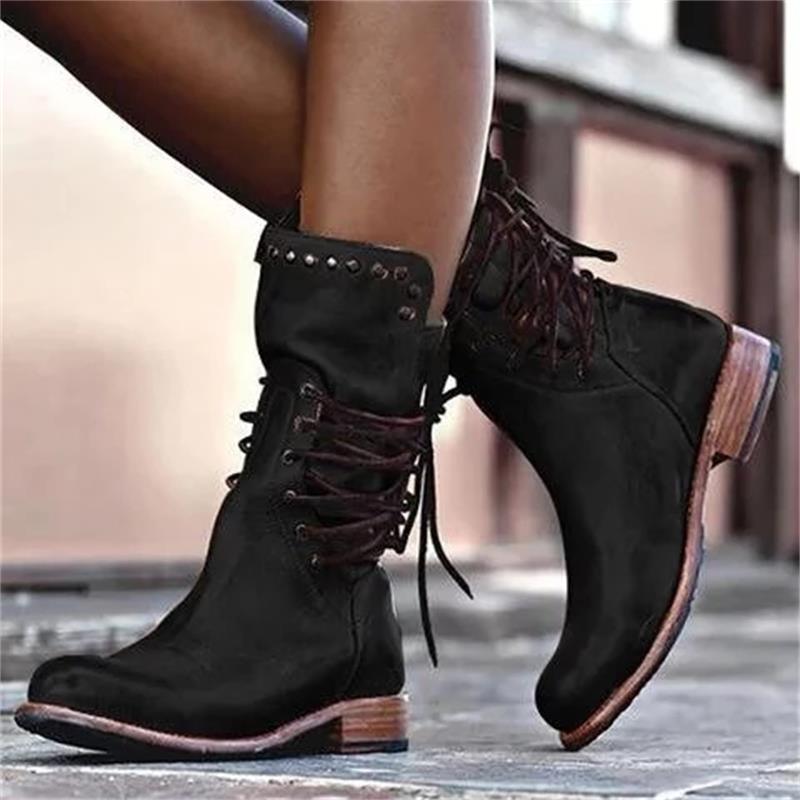 Women Boots New Women&#39;s Boots Under Women&#39;s Toe Handmade Rivet Gothic Shoes - CADEAUME