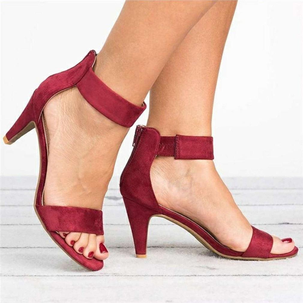 Women Sandals Open Toe Summer Shoes High Heels Sandals Female Thin Heel Shoes Suede Wedding Sandale Ladies 2022 Sandalias Mujer - CADEAUME