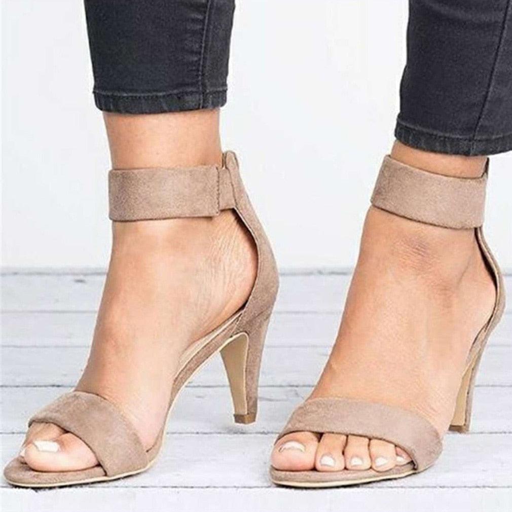 Women Sandals Open Toe Summer Shoes High Heels Sandals Female Thin Heel Shoes Suede Wedding Sandale Ladies 2022 Sandalias Mujer - CADEAUME