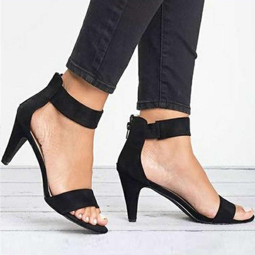 Women Sandals Open Toe Summer Shoes High Heels Sandals Female Thin Heel Shoes Suede Wedding Sandale Ladies 2022 Sandalias Mujer - CADEAUME