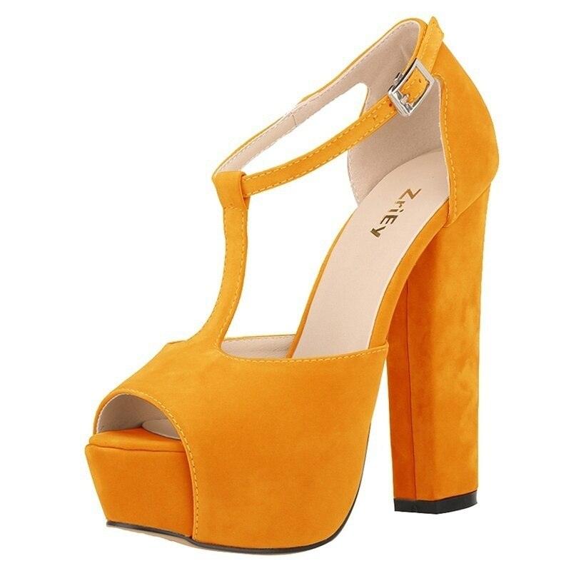 Women Summer Sexy Peep Toe High Heels Buckle Sandals Fashion Thick Platform Pumps Wedding Shoes sandals women 817A-001 - CADEAUME