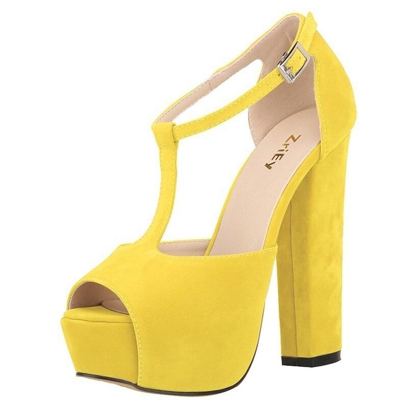 Women Summer Sexy Peep Toe High Heels Buckle Sandals Fashion Thick Platform Pumps Wedding Shoes sandals women 817A-001 - CADEAUME