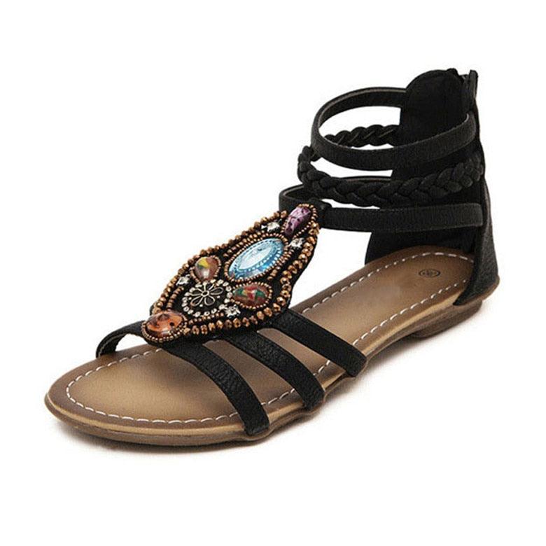 YAERNI 2022 Bling Beading Sandals T-Strap Flip Flops Summer Style Flats Shoes Woman Rhinestone Pearl Casual Women SandalsE841 - CADEAUME